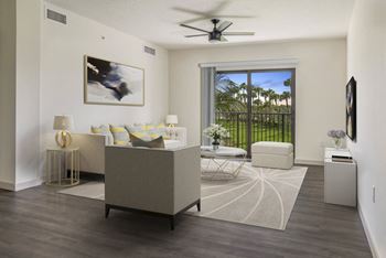 Wooden flooring living room decor at Azola West Palm Beach, Florida
